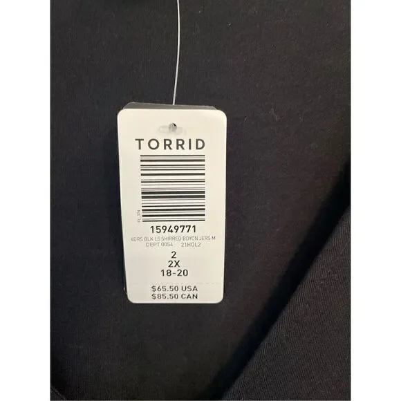 Torrid NWT 2X black shirred bodice jersey dress elbow length sleeves - Picture 5 of 5